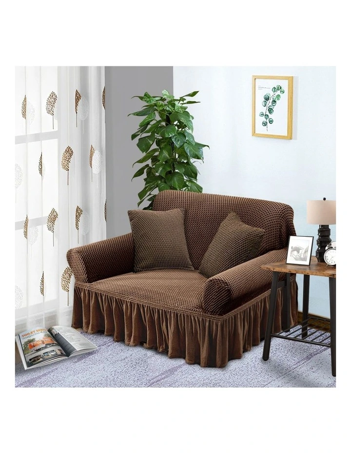 SOGA 2-Seater Coffee Sofa Cover with Ruffled Skirt Couch Protector image 3