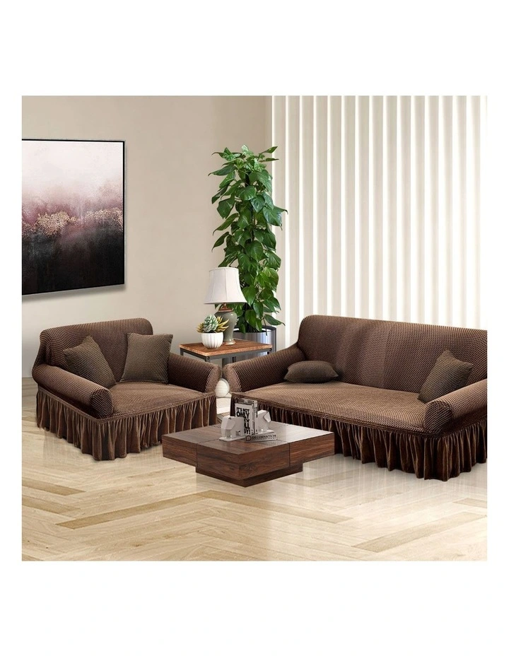 SOGA 2-Seater Coffee Sofa Cover with Ruffled Skirt Couch Protector image 4