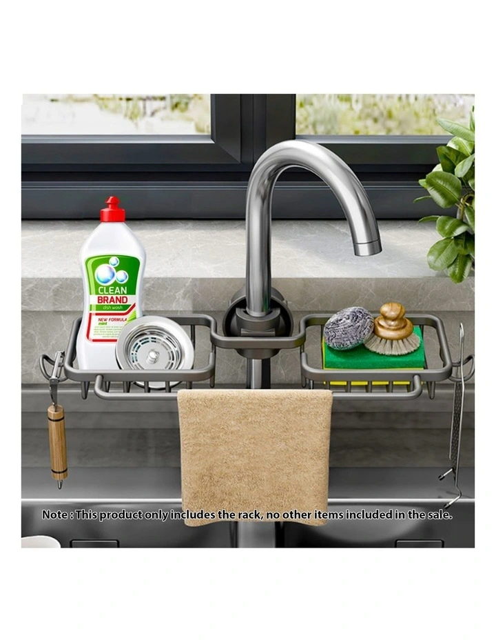 SOGA Sink Caddies 2 Pack 38cm Dark Grey Aluminium with Towel Rails image 2