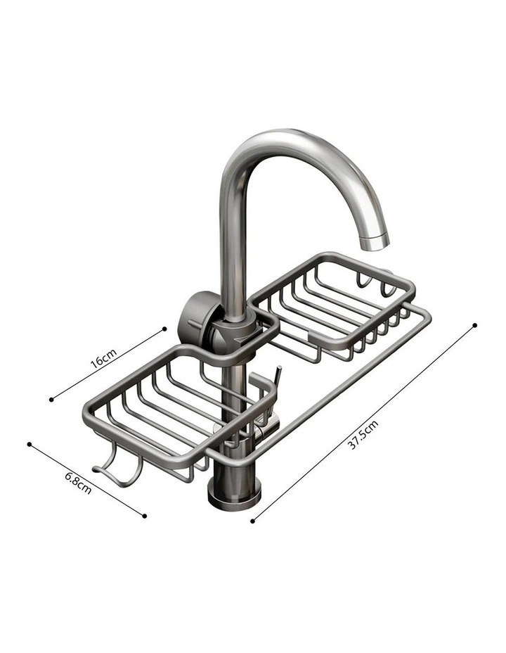 SOGA Sink Caddies 2 Pack 38cm Dark Grey Aluminium with Towel Rails image 7