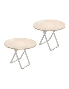 SOGA Round Dining Table 2 Pack 80cm Light Wood