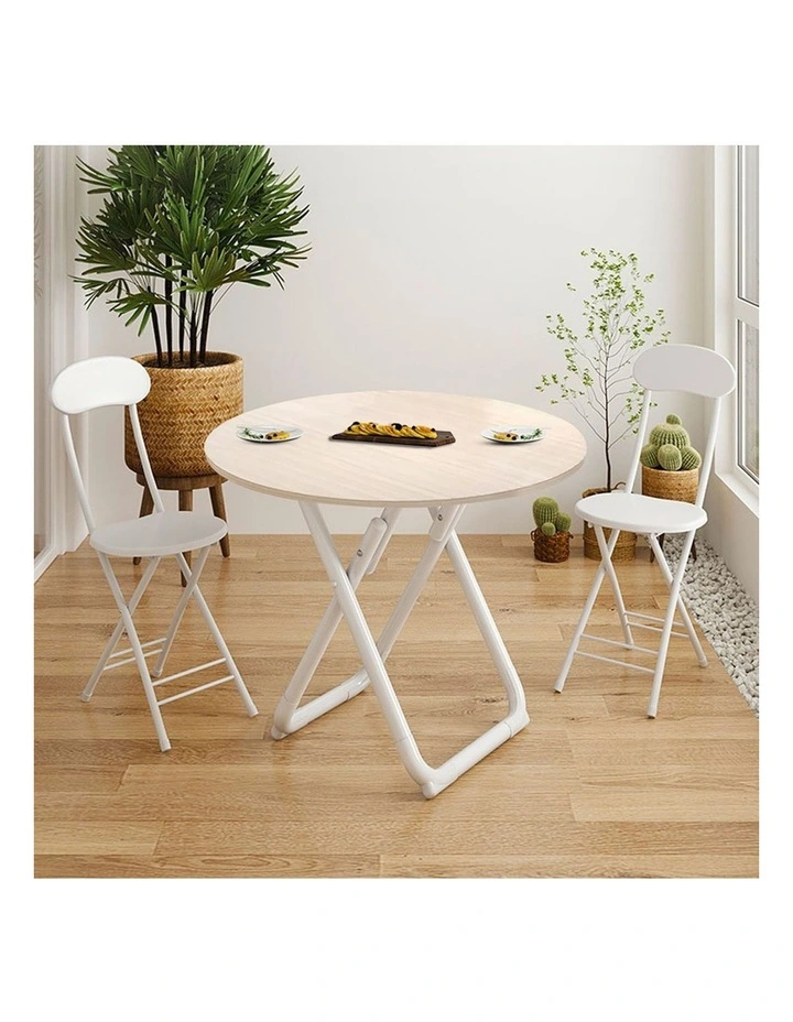 SOGA Round Dining Table 2 Pack 80cm Light Wood image 4