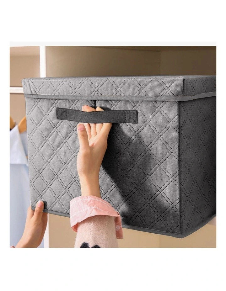SOGA Fabric Storage Box Medium Grey image 5