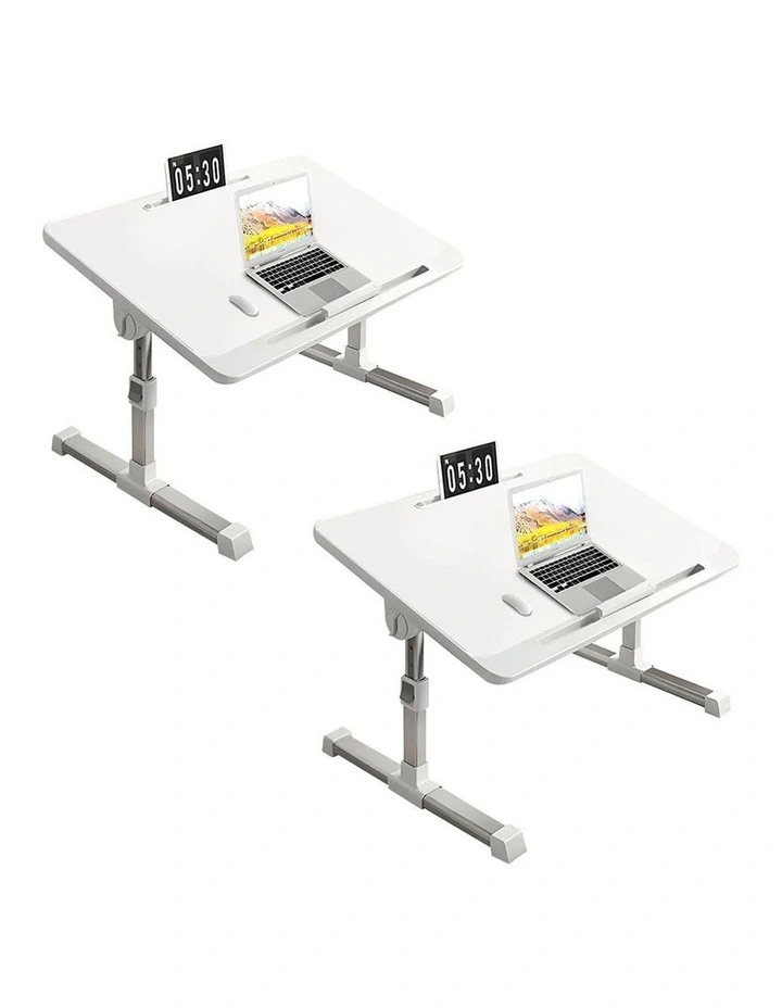 SOGA 2 Pack Foldable Laptop Bed Tables White 60 x 40cm image 1