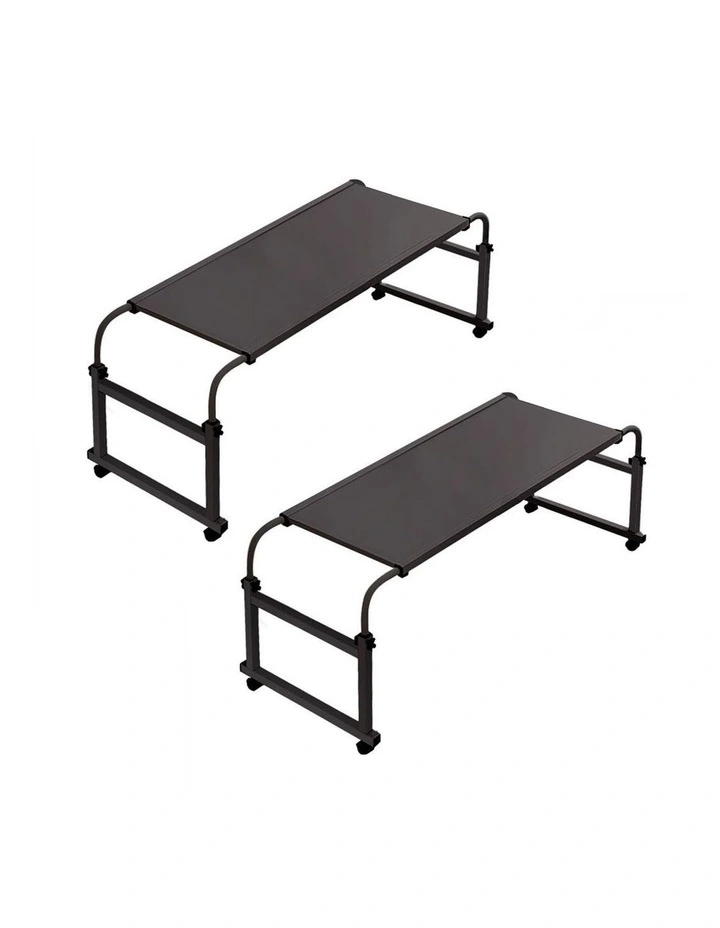 SOGA Adjustable Overbed Table 2 Pack 140 x 45cm Black image 1