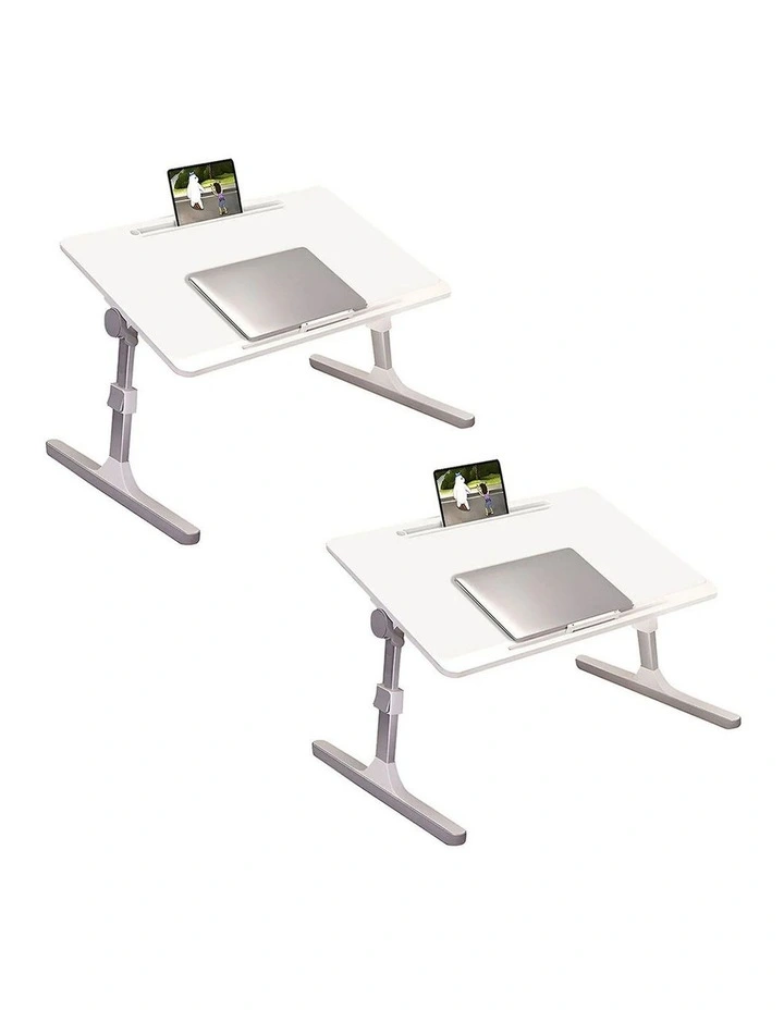 SOGA 2 Pack Foldable Laptop Bed Study Tables White 60 x 40cm image 1