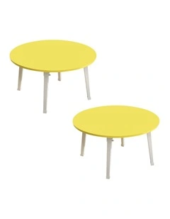 SOGA 2 Pack Small Portable Floor Tables Yellow
