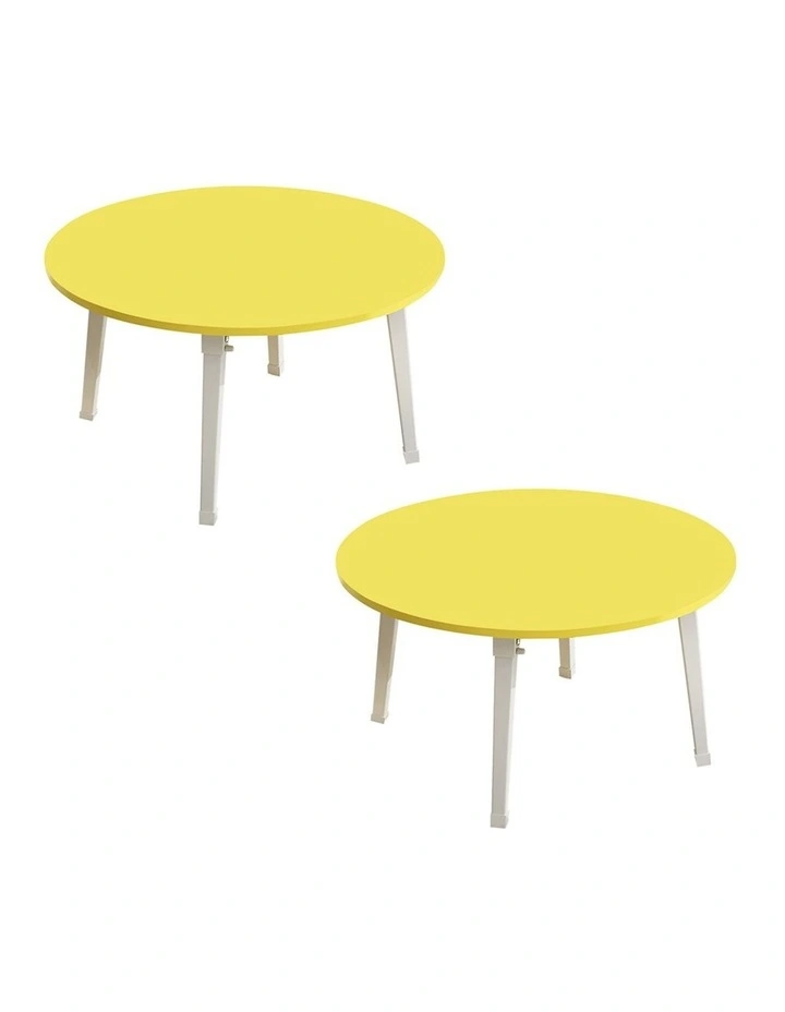 SOGA 2 Pack Small Portable Floor Tables Yellow image 1