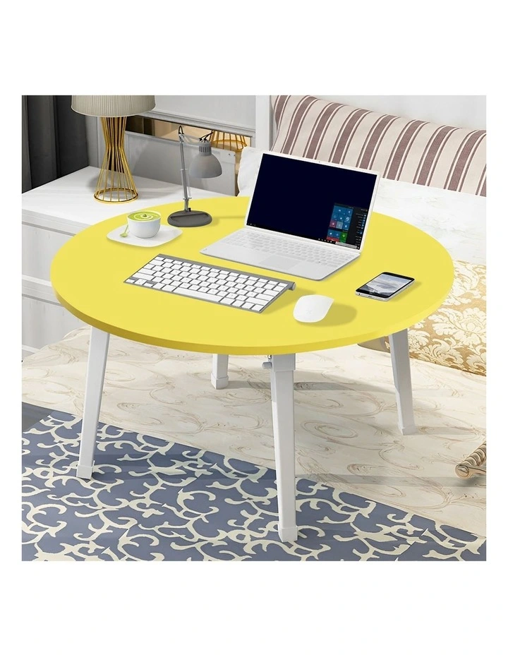 SOGA 2 Pack Small Portable Floor Tables Yellow image 2