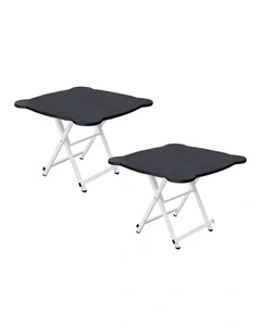 SOGA Folding Table 2 Pack 60 x 60cm Black Cat Ear