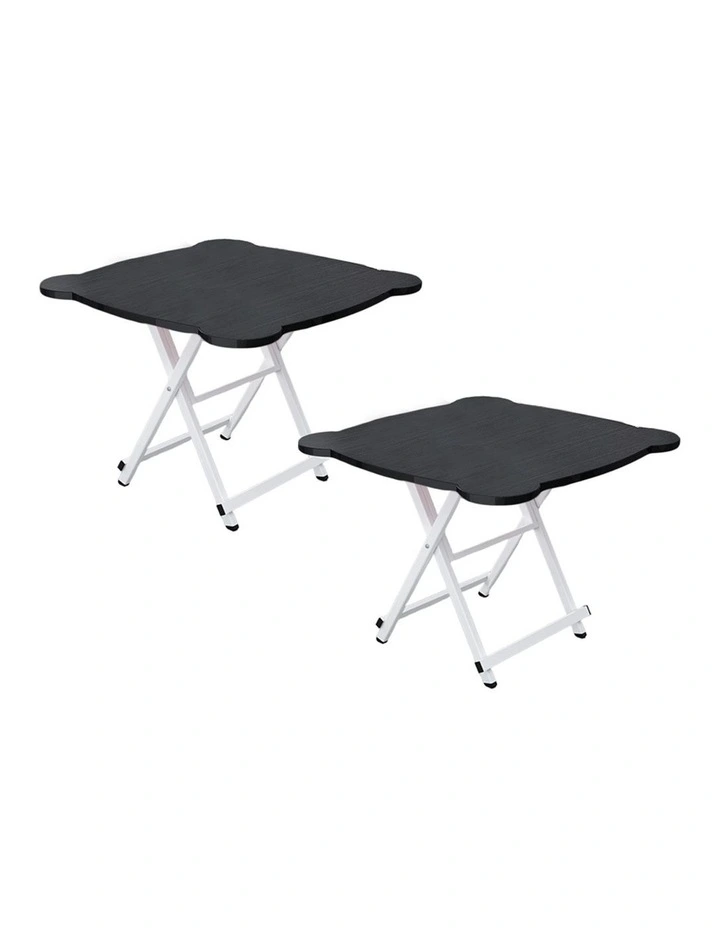 SOGA Folding Table 2 Pack 60 x 60cm Black Cat Ear image 1