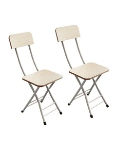 SOGA Foldable Chairs 2 Pack White Maple MDF with Aluminium Legs