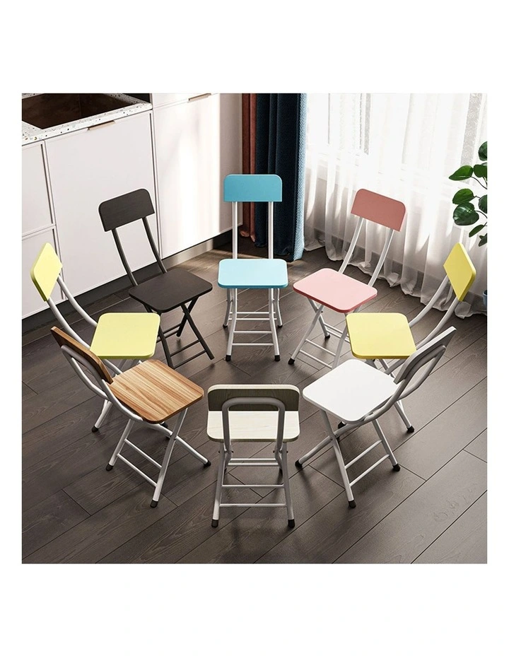 SOGA Foldable Chairs 2 Pack White Maple MDF with Aluminium Legs image 2