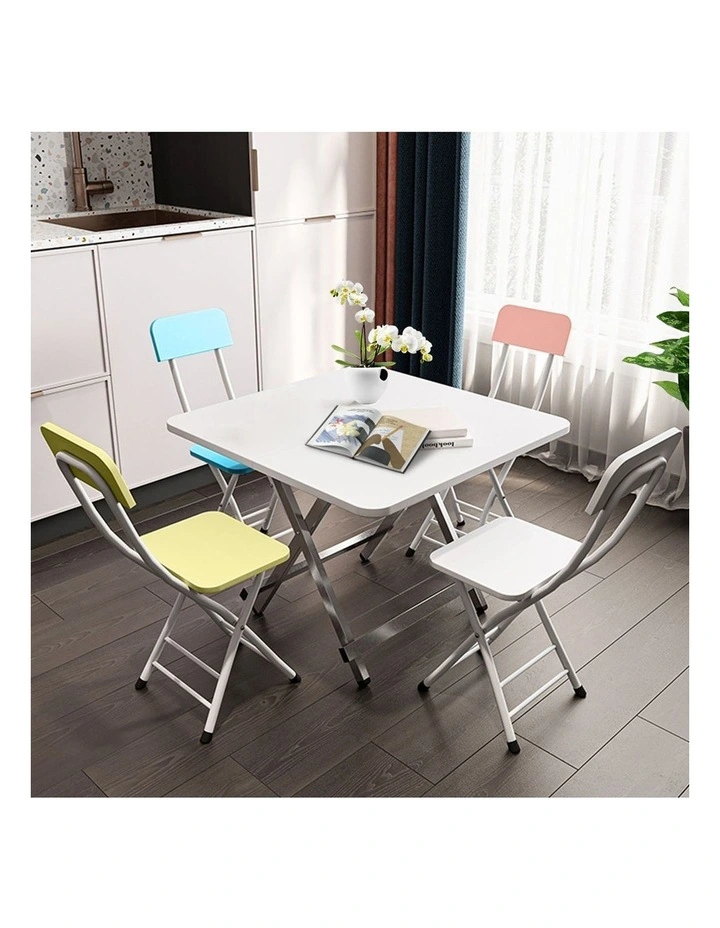 SOGA Foldable Chairs 2 Pack White Maple MDF with Aluminium Legs image 3
