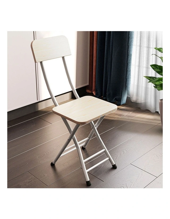 SOGA Foldable Chairs 2 Pack White Maple MDF with Aluminium Legs image 4