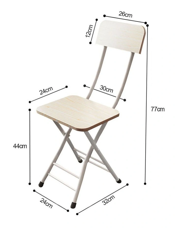 SOGA Foldable Chairs 2 Pack White Maple MDF with Aluminium Legs image 5