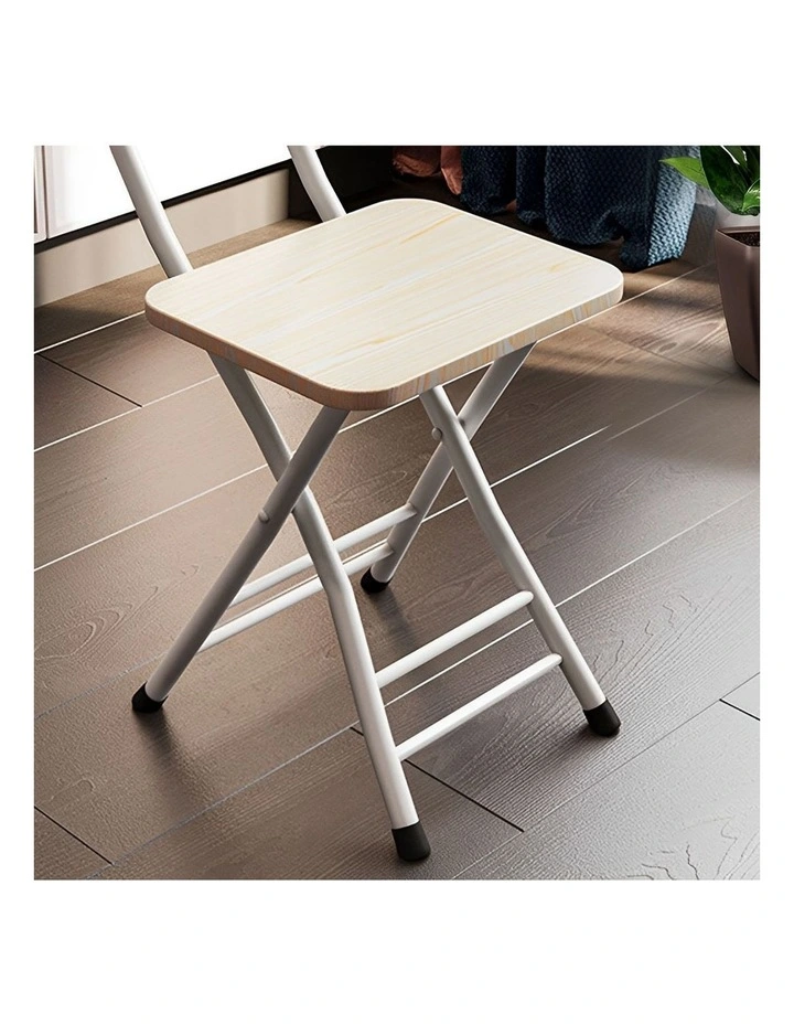 SOGA Foldable Chairs 2 Pack White Maple MDF with Aluminium Legs image 7
