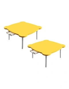 SOGA 2 Pack Portable Floor Tables Yellow with Cat Ear Design
