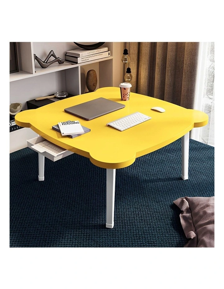 SOGA 2 Pack Portable Floor Tables Yellow with Cat Ear Design image 2