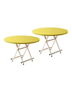 SOGA Round Folding Dining Tables 2 Pack Yellow