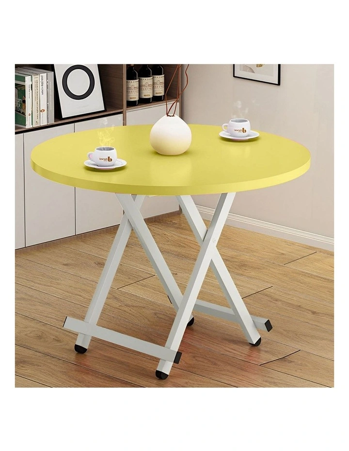 SOGA Round Folding Dining Tables 2 Pack Yellow image 4