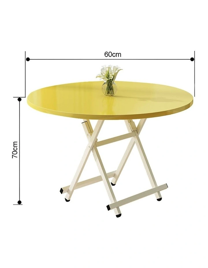 SOGA Round Folding Dining Tables 2 Pack Yellow image 5