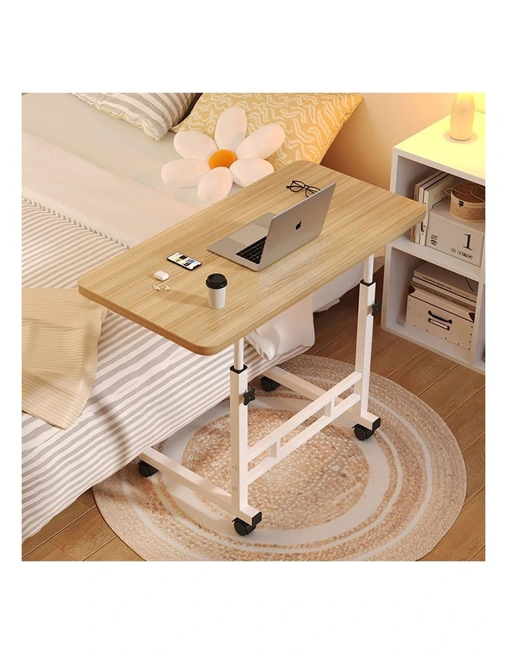 SOGA Mobile Bedside Desks 2 Pack 80 x 40cm Walnut image 2