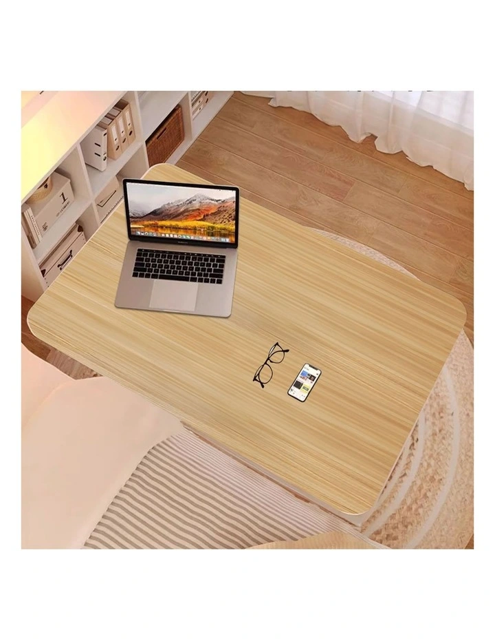 SOGA Mobile Bedside Desks 2 Pack 80 x 40cm Walnut image 3
