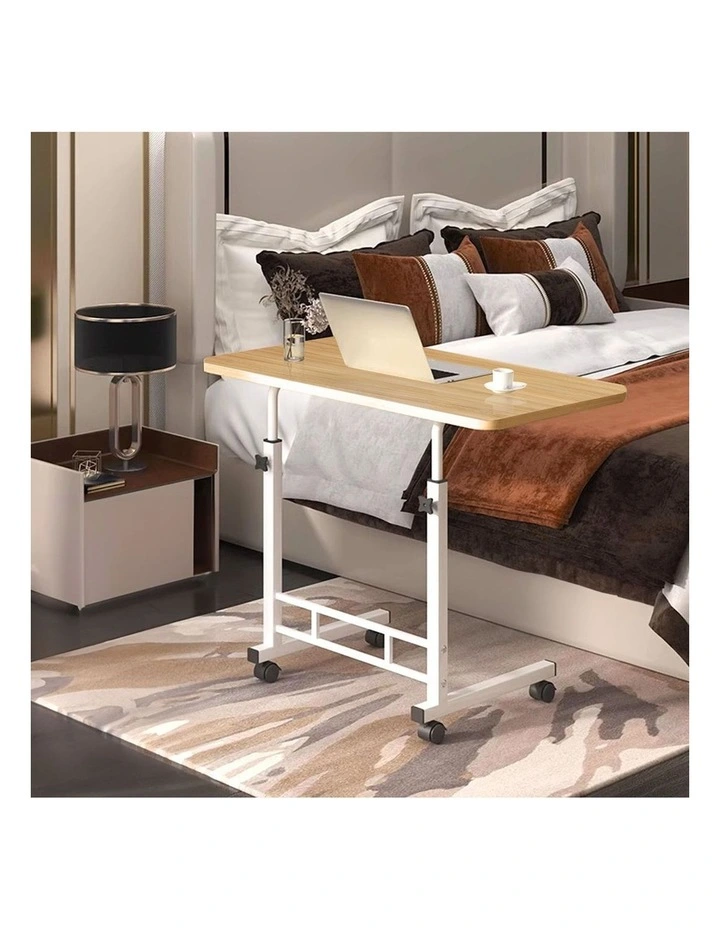 SOGA Mobile Bedside Desks 2 Pack 80 x 40cm Walnut image 4