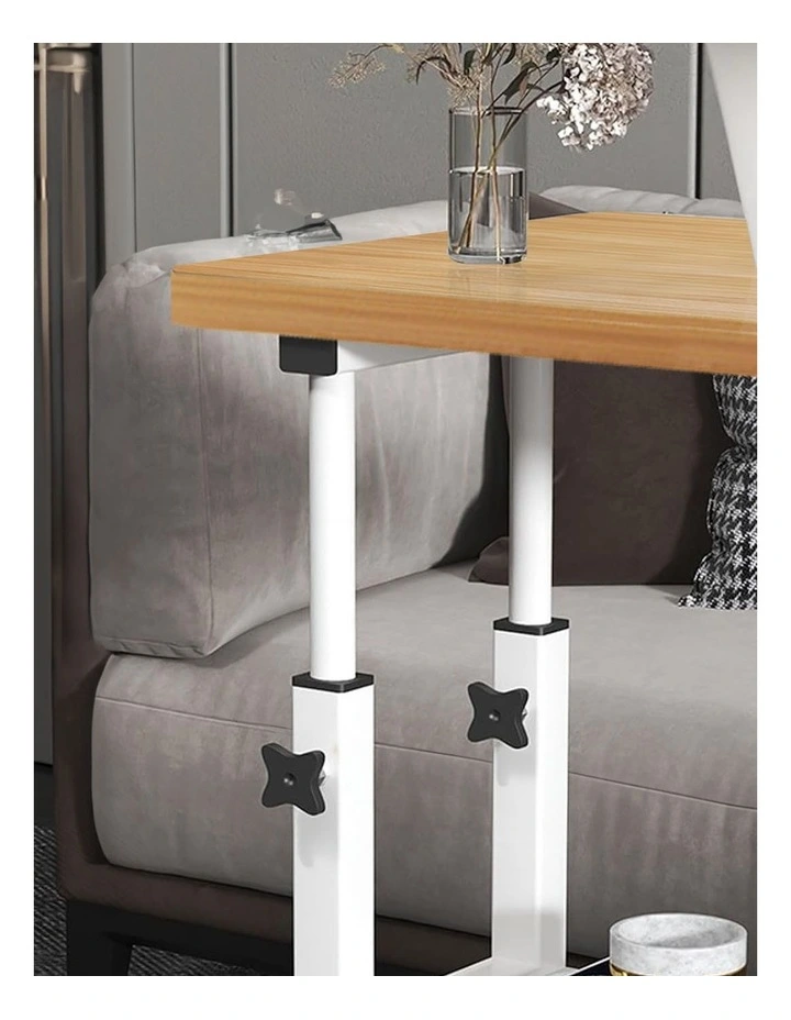 SOGA Mobile Bedside Desks 2 Pack 80 x 40cm Walnut image 5