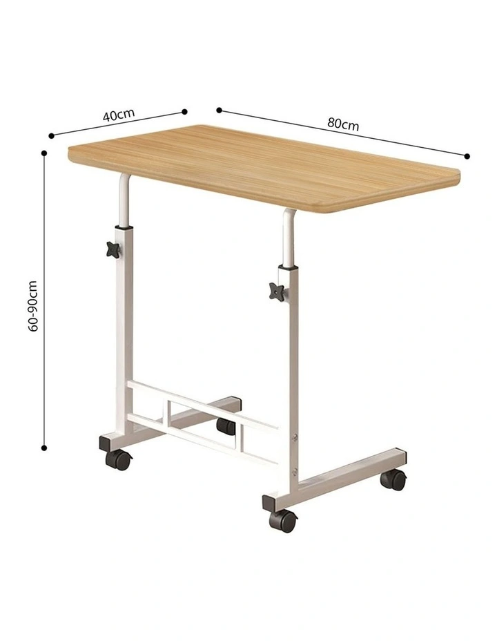 SOGA Mobile Bedside Desks 2 Pack 80 x 40cm Walnut image 6