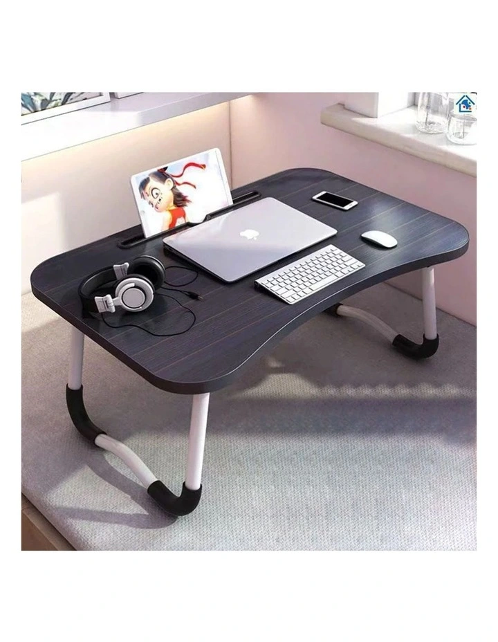 SOGA 2X Black Foldable Adjustable Bed Sofa Laptop Study Table Mini Desk with Notebook Slot Holder image 3
