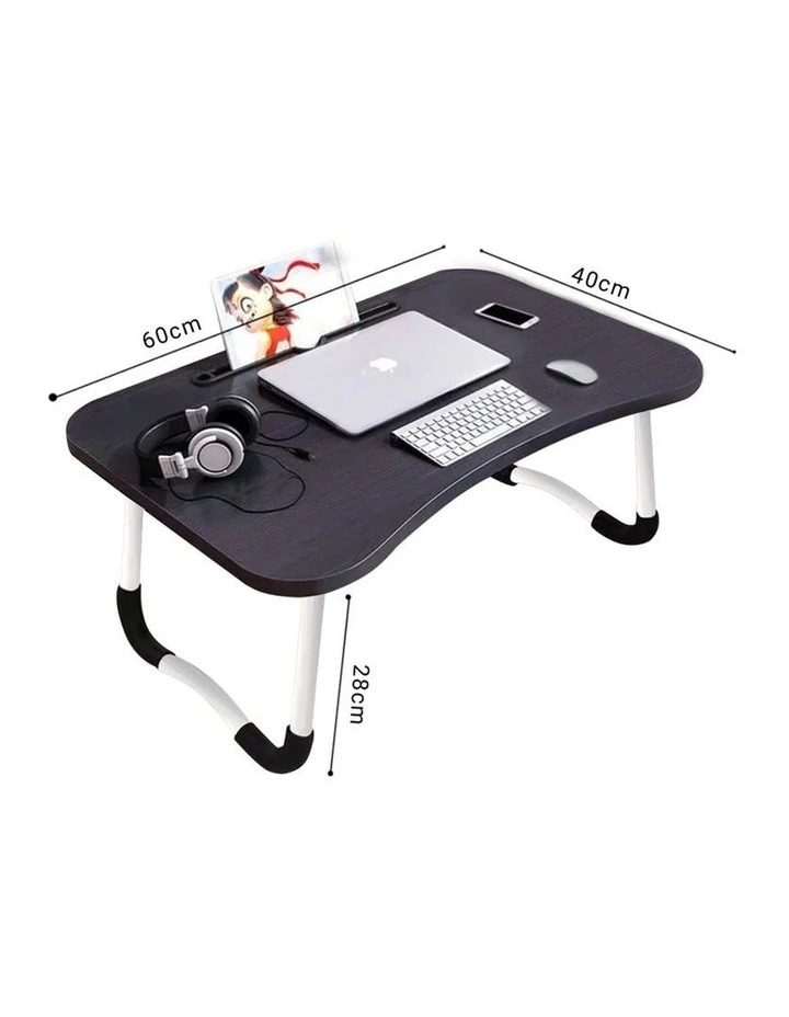 SOGA 2X Black Foldable Adjustable Bed Sofa Laptop Study Table Mini Desk with Notebook Slot Holder image 7