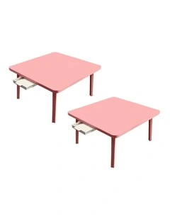 SOGA 2 Pack Portable Floor Tables Pink