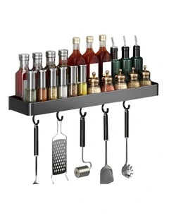 SOGA Spice Racks 2 Pack 40cm Black with Hooks