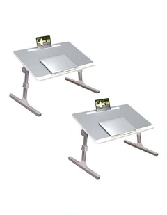 SOGA 2 Pack Foldable Laptop Bed Tables Grey 60 x 40cm