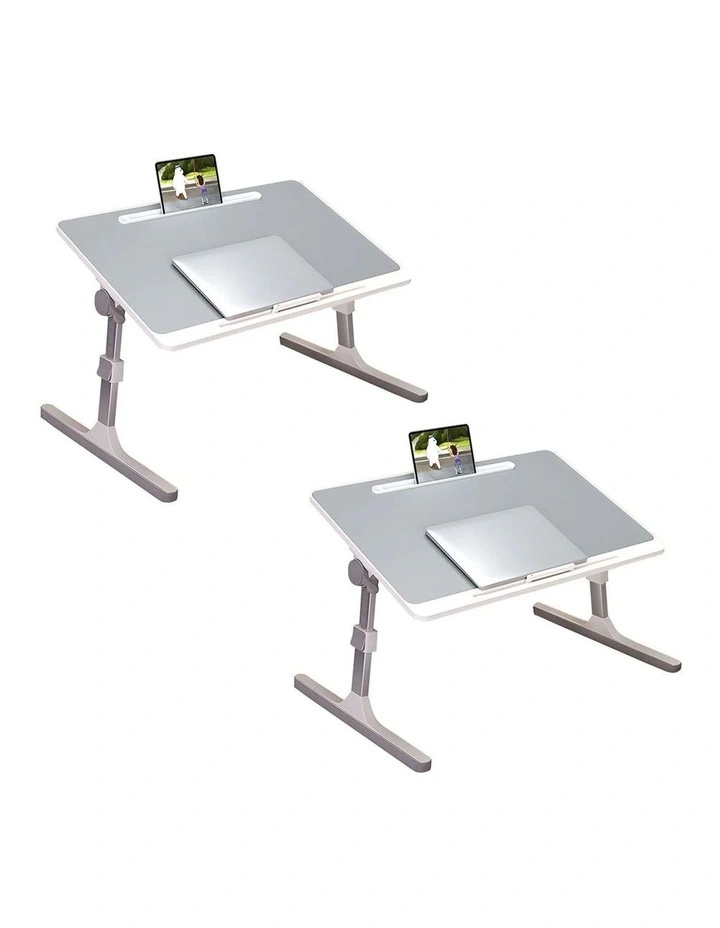 SOGA 2 Pack Foldable Laptop Bed Tables Grey 60 x 40cm image 1
