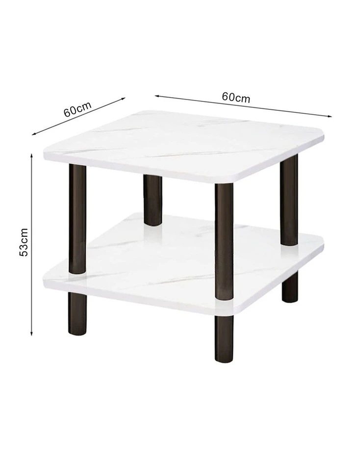 SOGA Ceramic Side Table 2 Pack 60cm White image 6