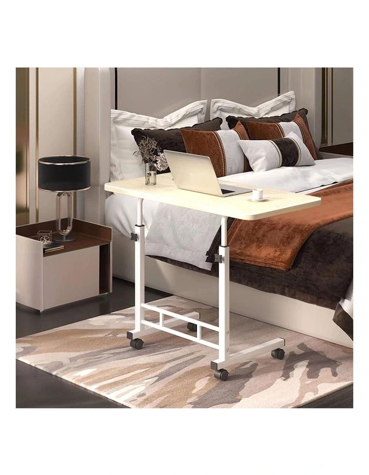 SOGA Mobile Bedside Desk 80 x 40cm White Maple image 2