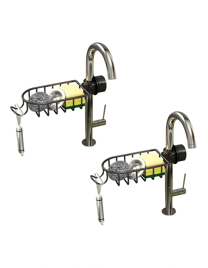 SOGA Sink Caddies 2 Pack 29cm Black Aluminium image 1