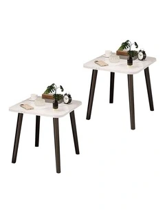 SOGA Ceramic Side Table 2 Pack 40cm White