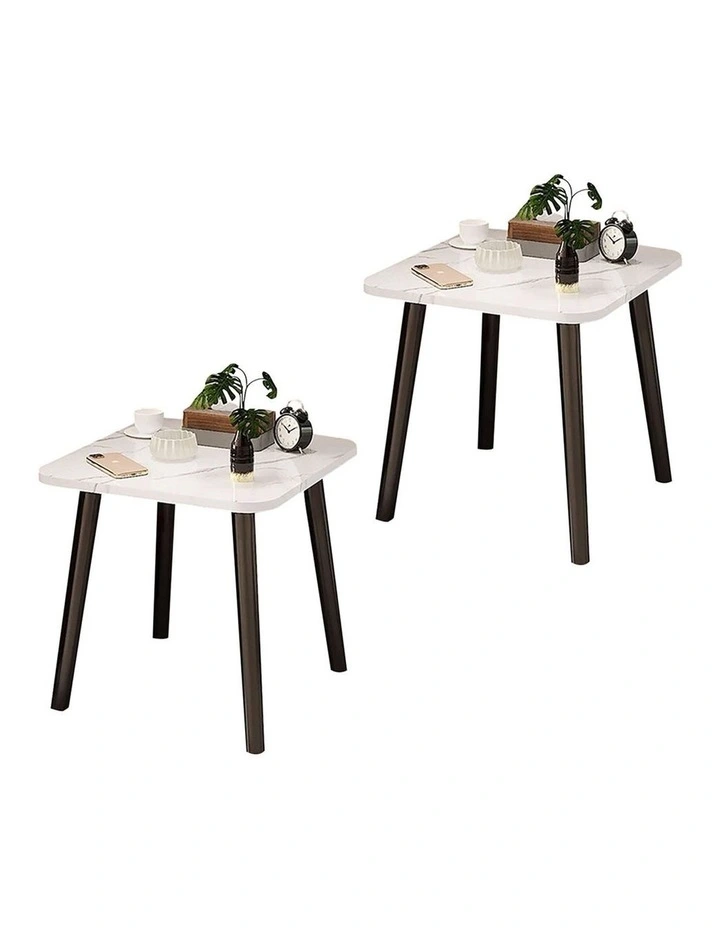 SOGA Ceramic Side Table 2 Pack 40cm White image 1