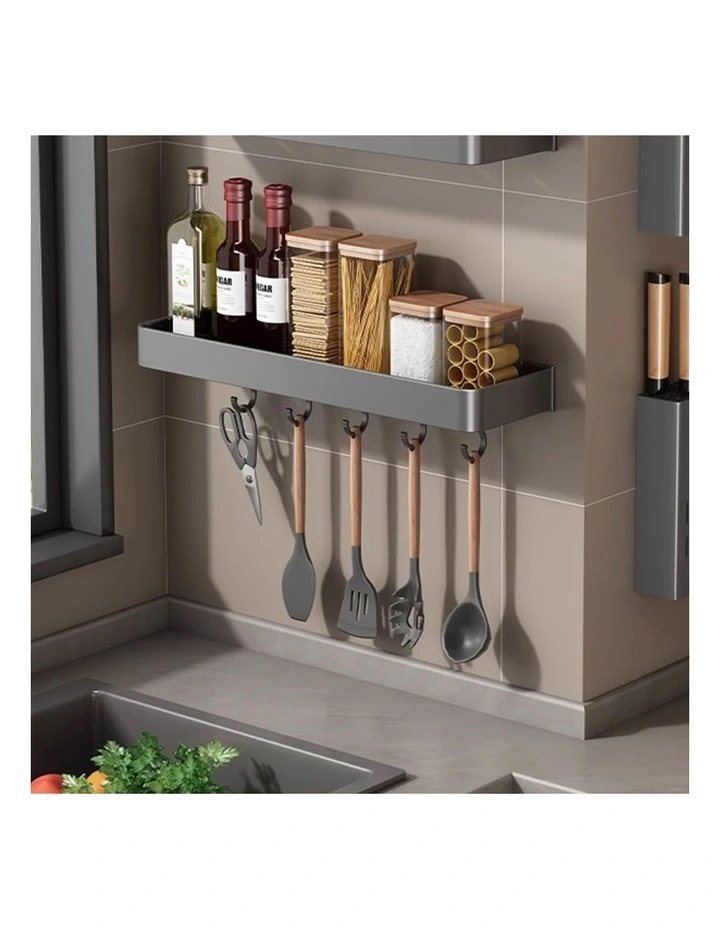 SOGA Spice Racks 2 Pack 40cm Black with Hooks image 3