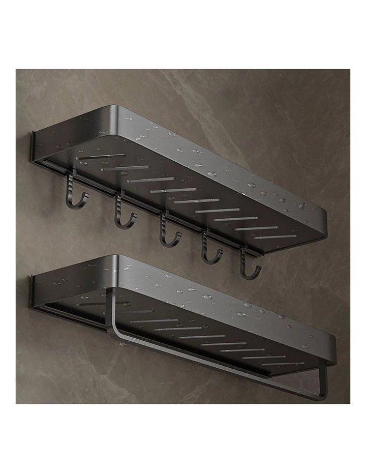 SOGA Spice Racks 2 Pack 40cm Black with Hooks image 4