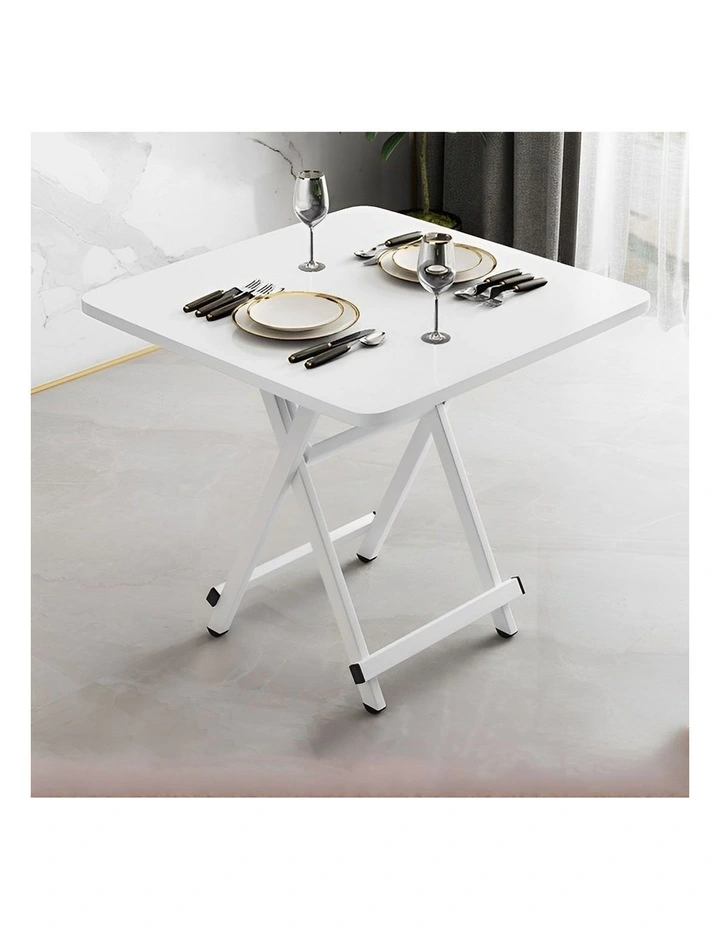 SOGA 2X White Folding Dining Table Square Portable Desk with Lacquered Legs image 2