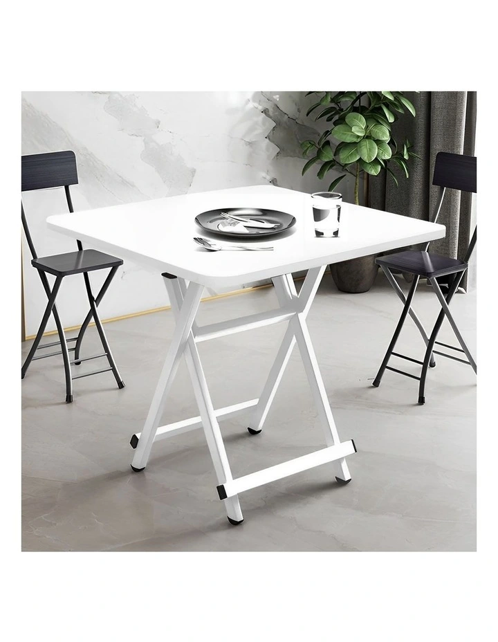 SOGA 2X White Folding Dining Table Square Portable Desk with Lacquered Legs image 3