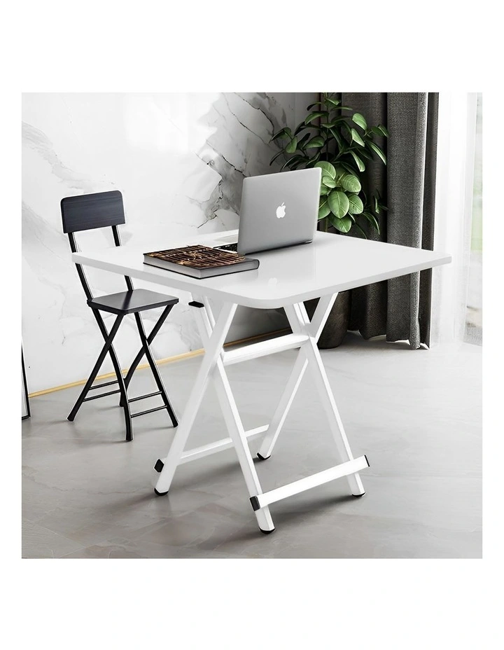 SOGA 2X White Folding Dining Table Square Portable Desk with Lacquered Legs image 4