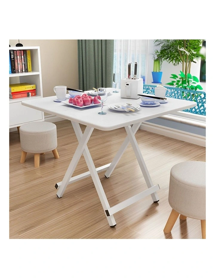 SOGA 2X White Folding Dining Table Square Portable Desk with Lacquered Legs image 5