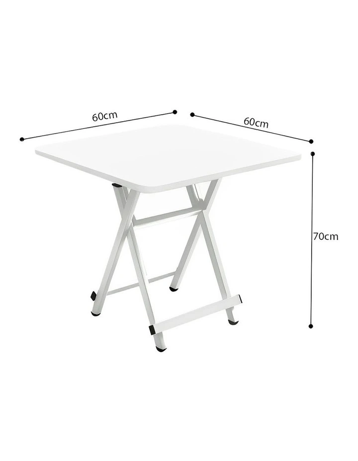 SOGA 2X White Folding Dining Table Square Portable Desk with Lacquered Legs image 6