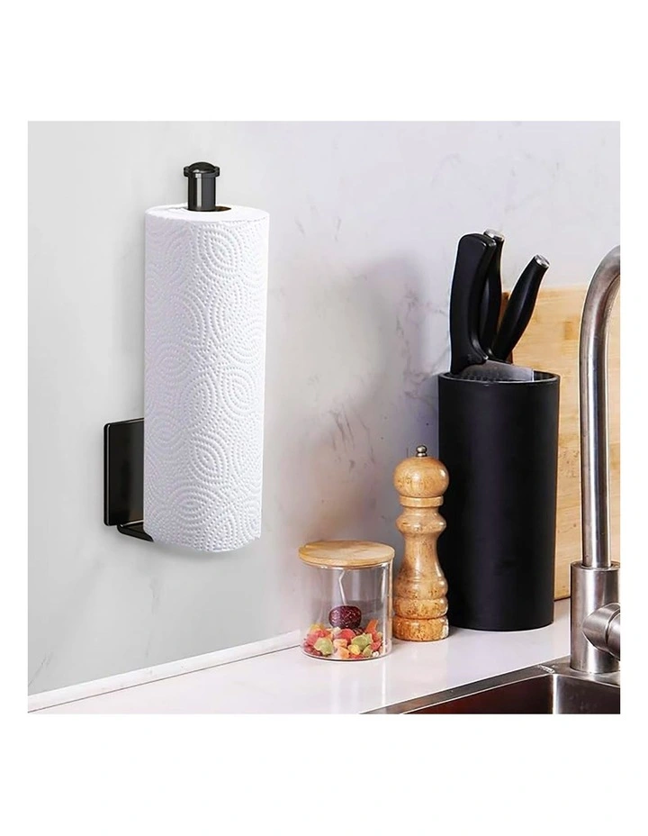 SOGA Roll Holder 33cm Black Aluminium Wall Mounted image 5